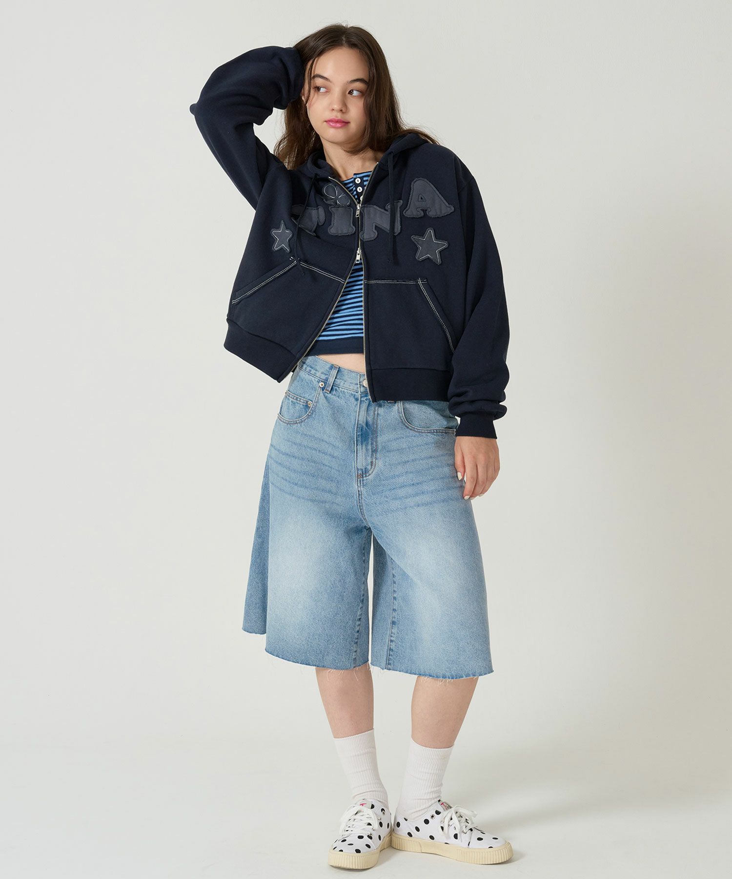 ハーフ/デニム/パンツ/ブルー