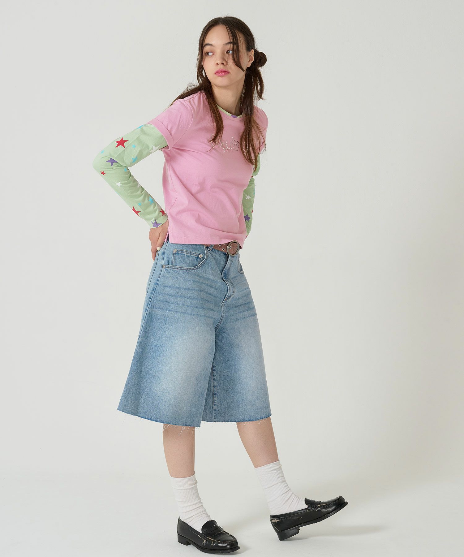 ハーフ/デニム/パンツ/ブルー