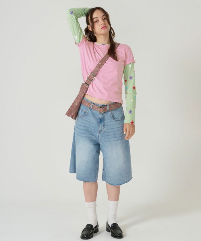 ハーフ/デニム/パンツ/ブルー