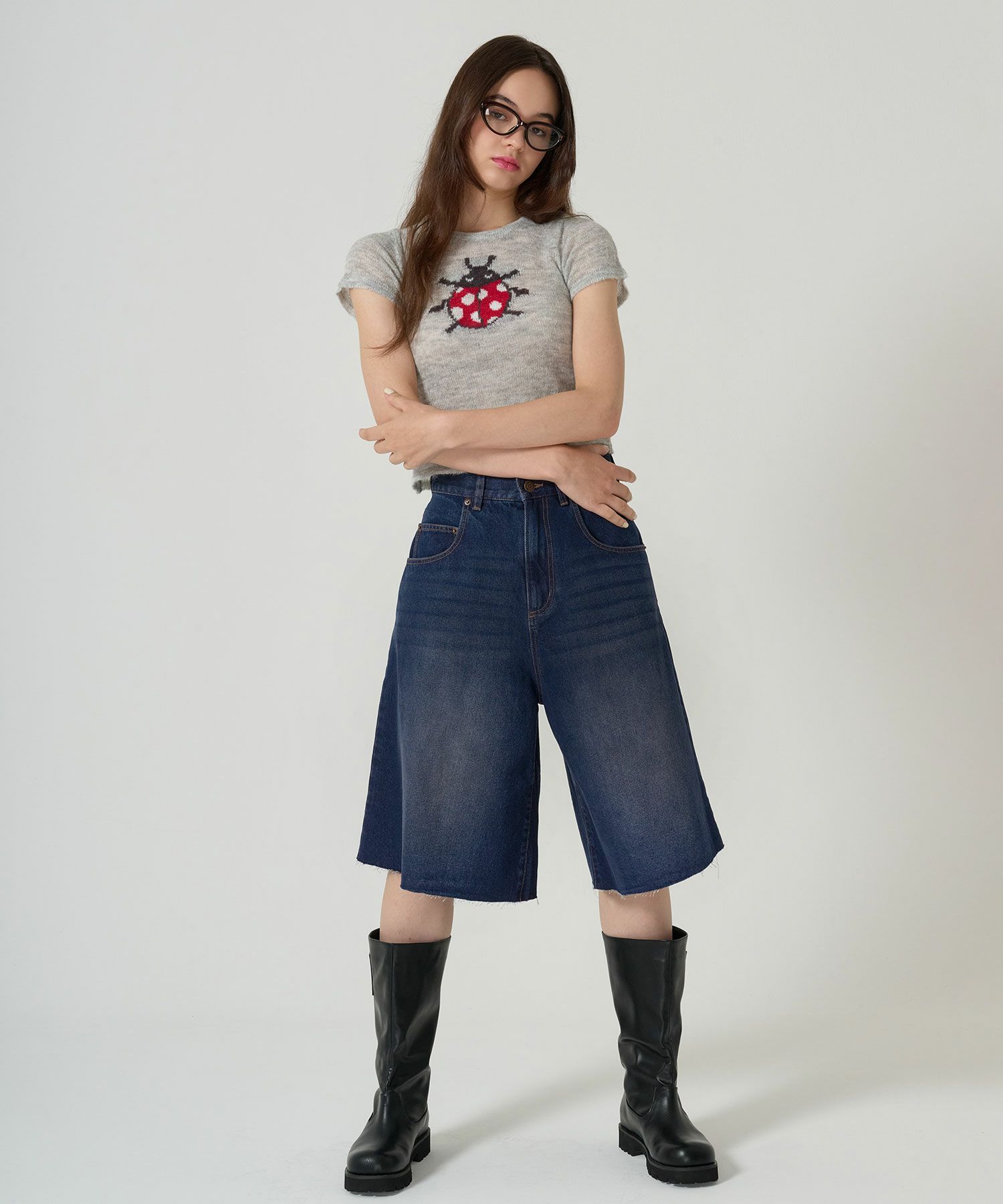 ハーフ/デニム/パンツ/ネイビー