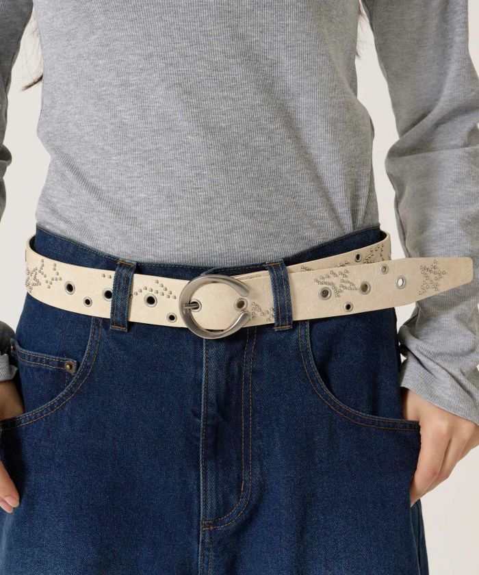 スタッズ/ベルト/ブラウン