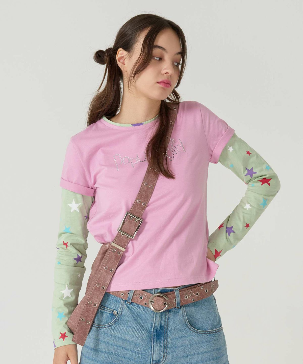 スタッズ/ベルト/ピンク