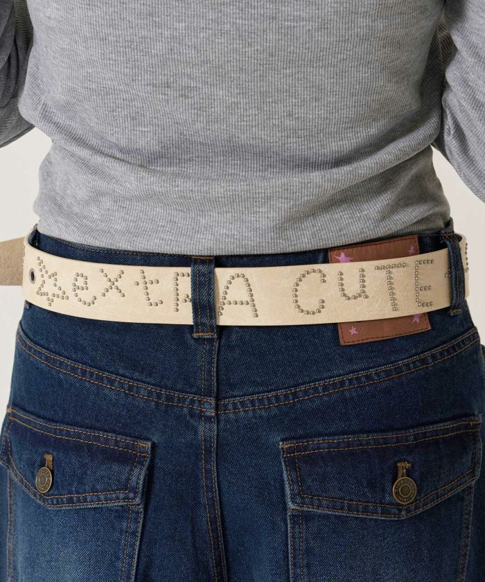 スタッズ/ベルト/ブラウン