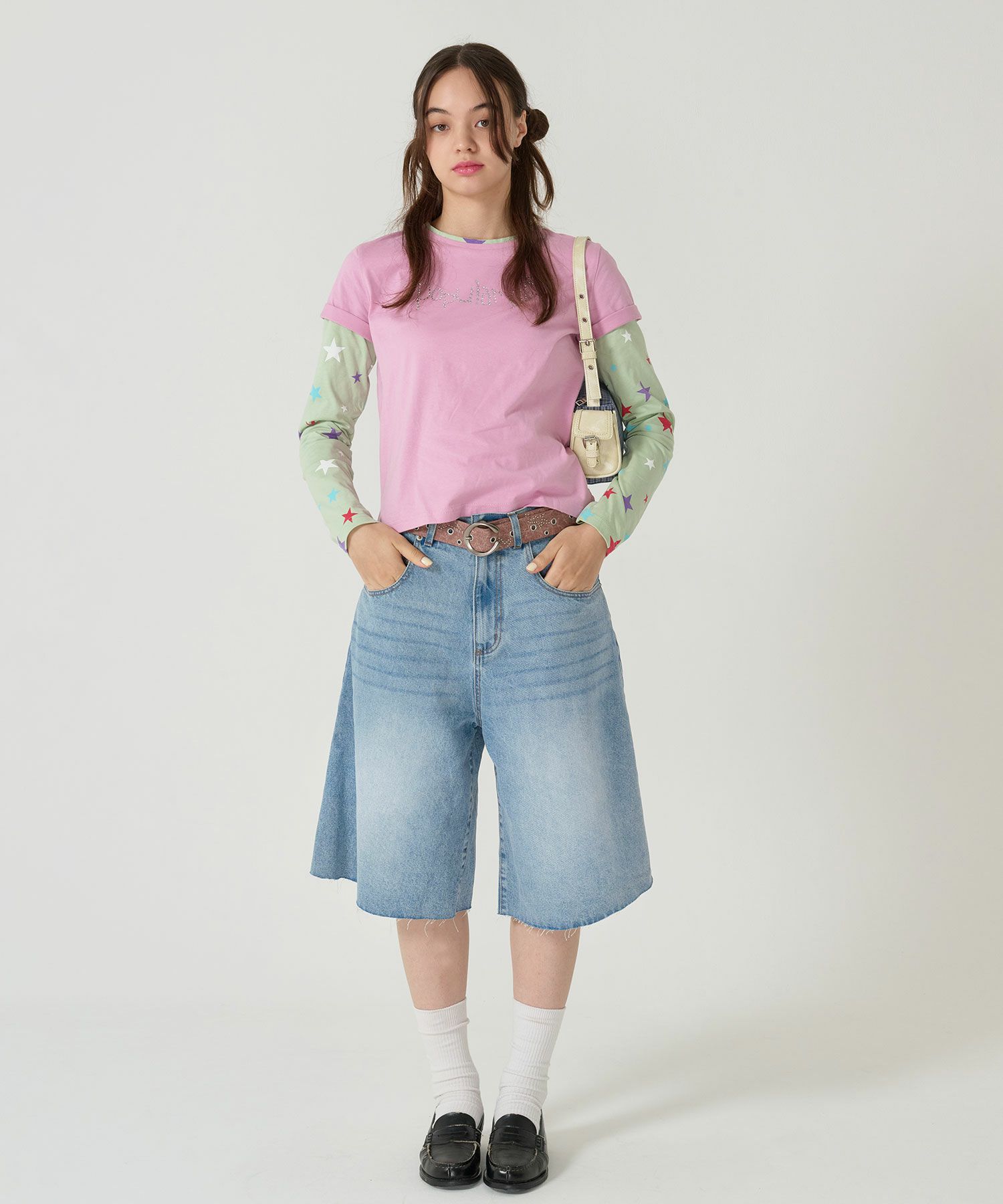 スタッズ/ベルト/ブラウン