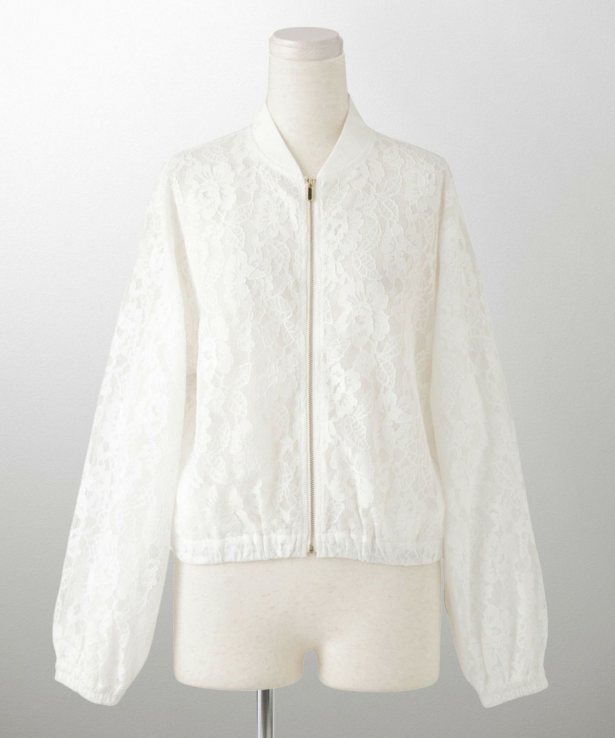 レース シアー ブルゾン シンプル レース ブルゾン アウター オフィス 冷房対策 ホワイト/ブラック/M/長袖