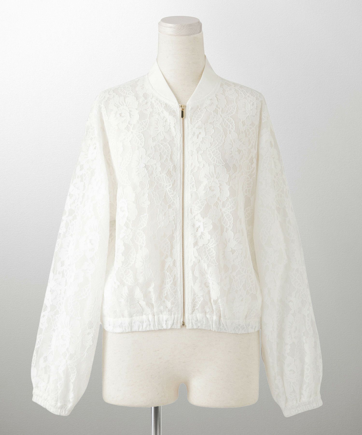 レース シアー ブルゾン シンプル レース ブルゾン アウター オフィス 冷房対策 ホワイト/ブラック/M/長袖