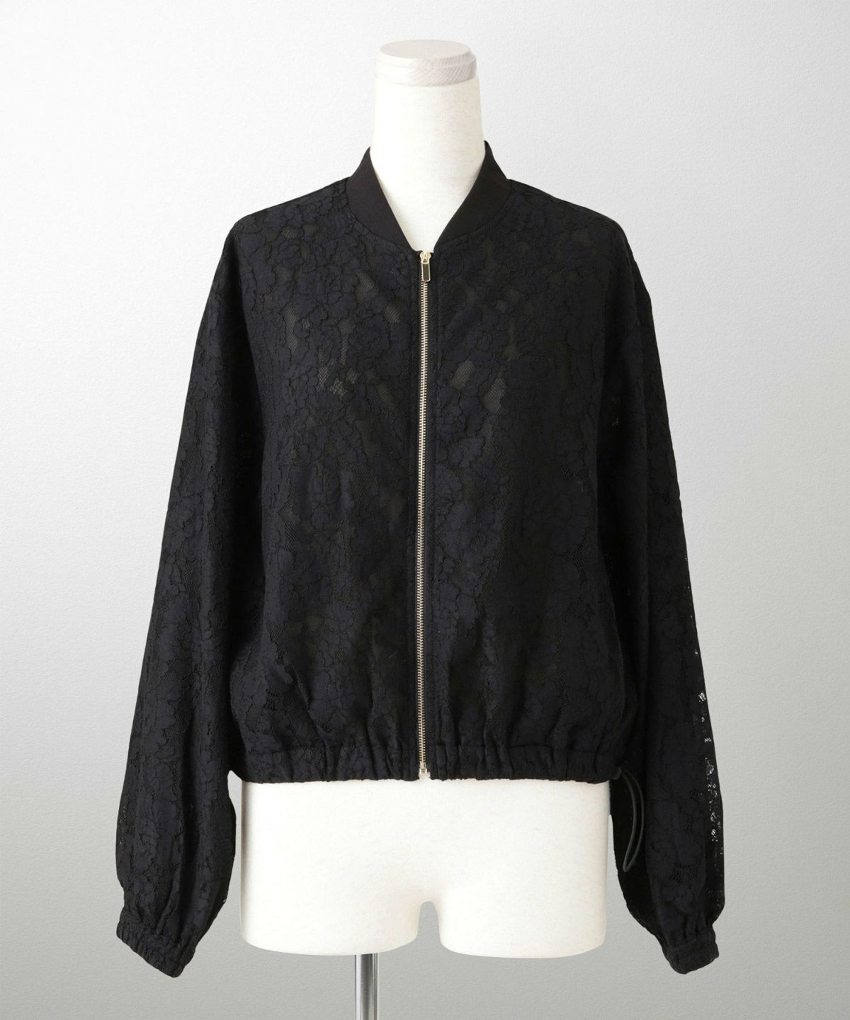 レース シアー ブルゾン シンプル レース ブルゾン アウター オフィス 冷房対策 ホワイト/ブラック/M/長袖