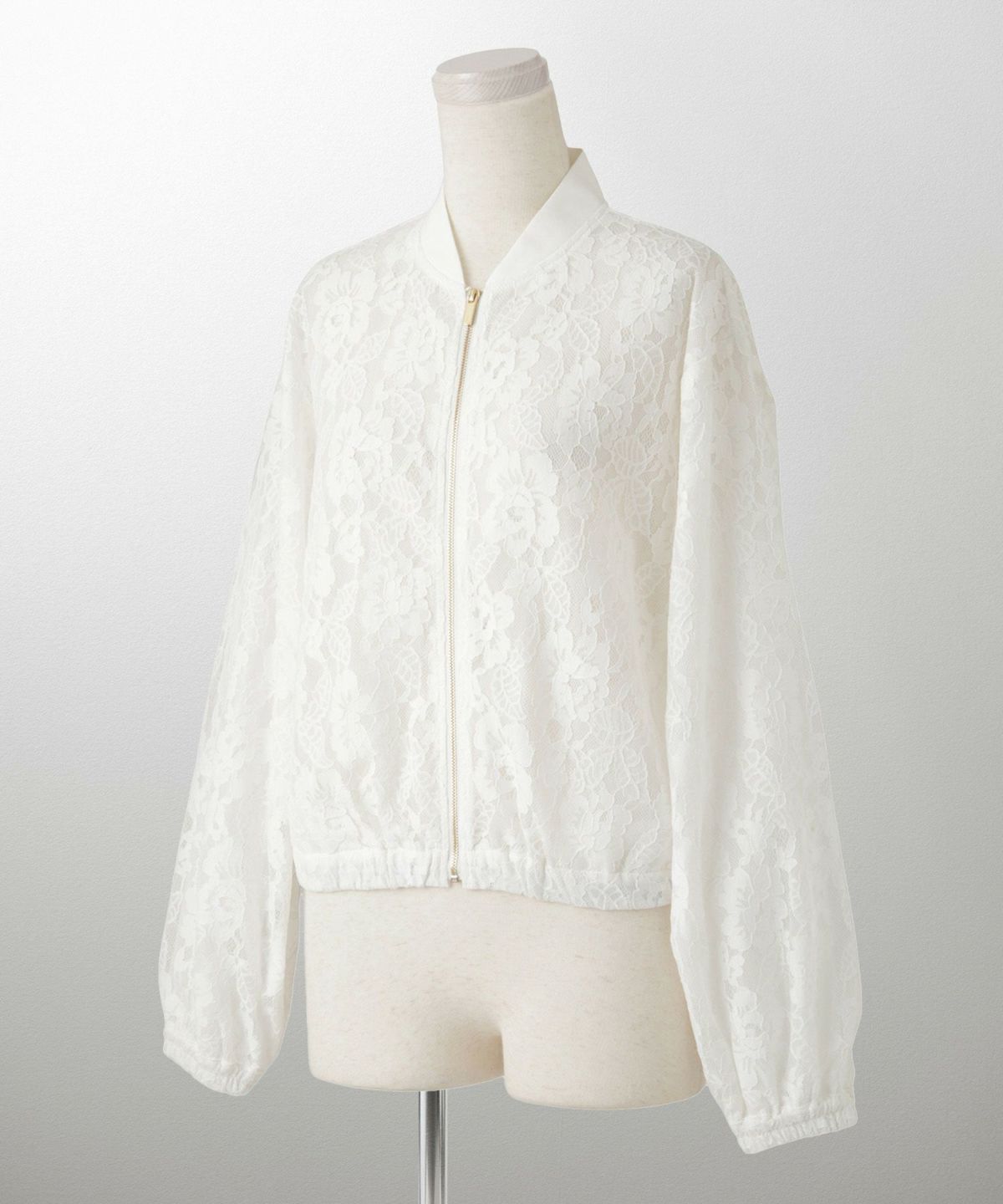 レース シアー ブルゾン シンプル レース ブルゾン アウター オフィス 冷房対策 ホワイト/ブラック/M/長袖