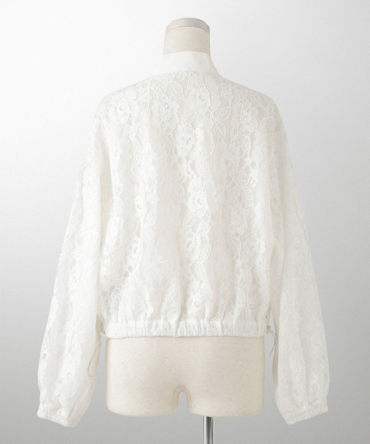 レース シアー ブルゾン シンプル レース ブルゾン アウター オフィス 冷房対策 ホワイト/ブラック/M/長袖