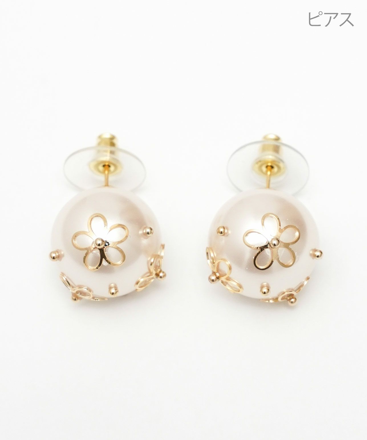 シースルー フラワー パール ピアス イヤリング See Through Flower Pearl Pierce Earring