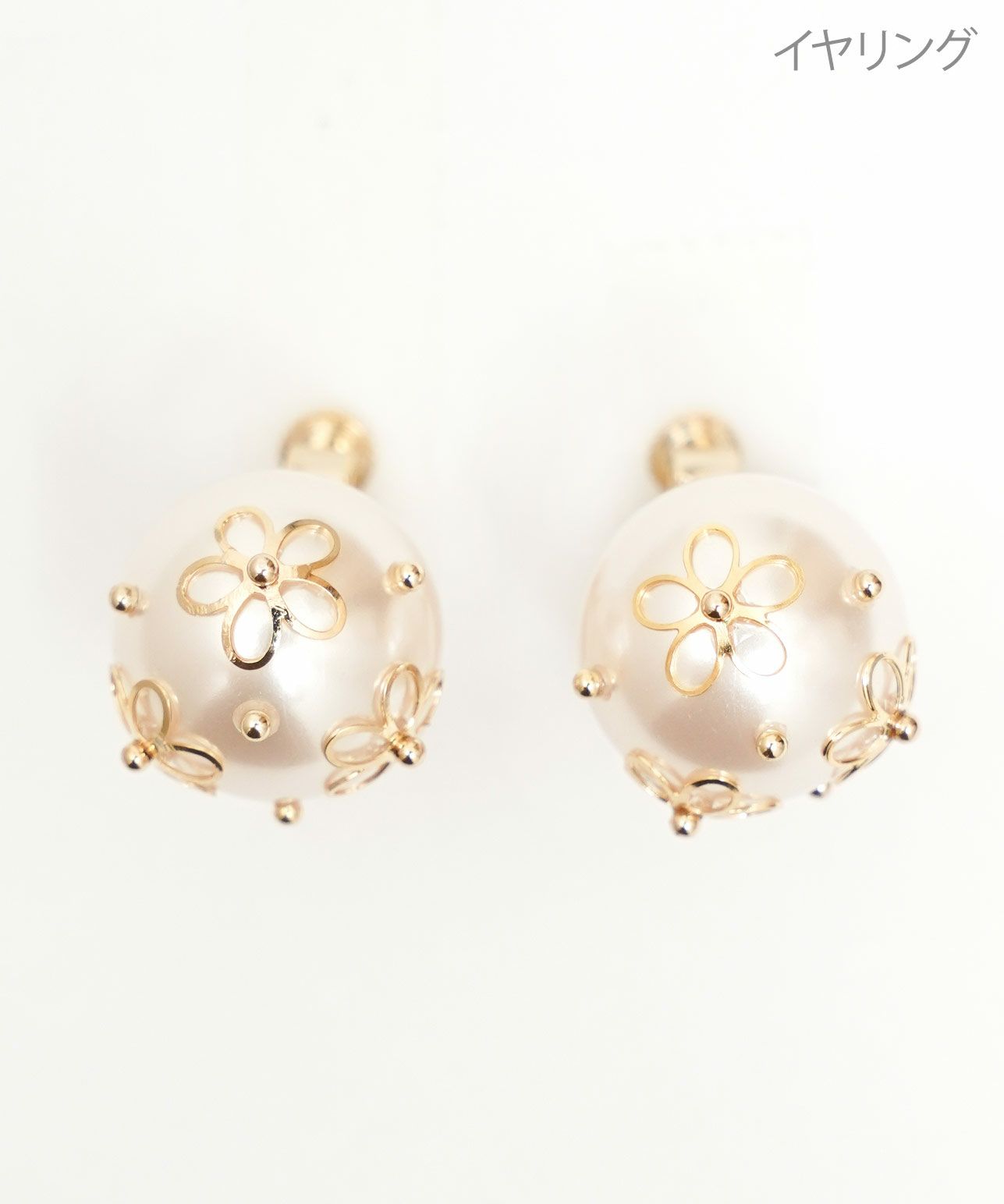 シースルー フラワー パール ピアス イヤリング See Through Flower Pearl Pierce Earring