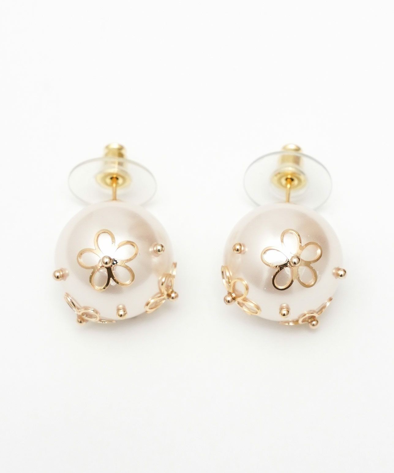 シースルー フラワー パール ピアス イヤリング See Through Flower Pearl Pierce Earring
