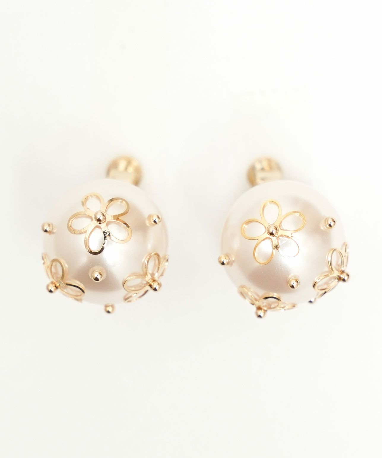 シースルー フラワー パール ピアス イヤリング See Through Flower Pearl Pierce Earring