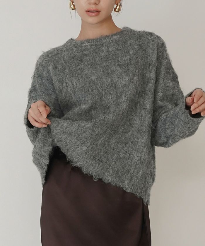 モテニット ふわふわニット モヘア デートコーデ ディナー クリスマス あざと可愛い オーバーサイズ モヘア セーター シャギーニット 韓国風 綺麗め 細見え カジュアル KINO THE KEI