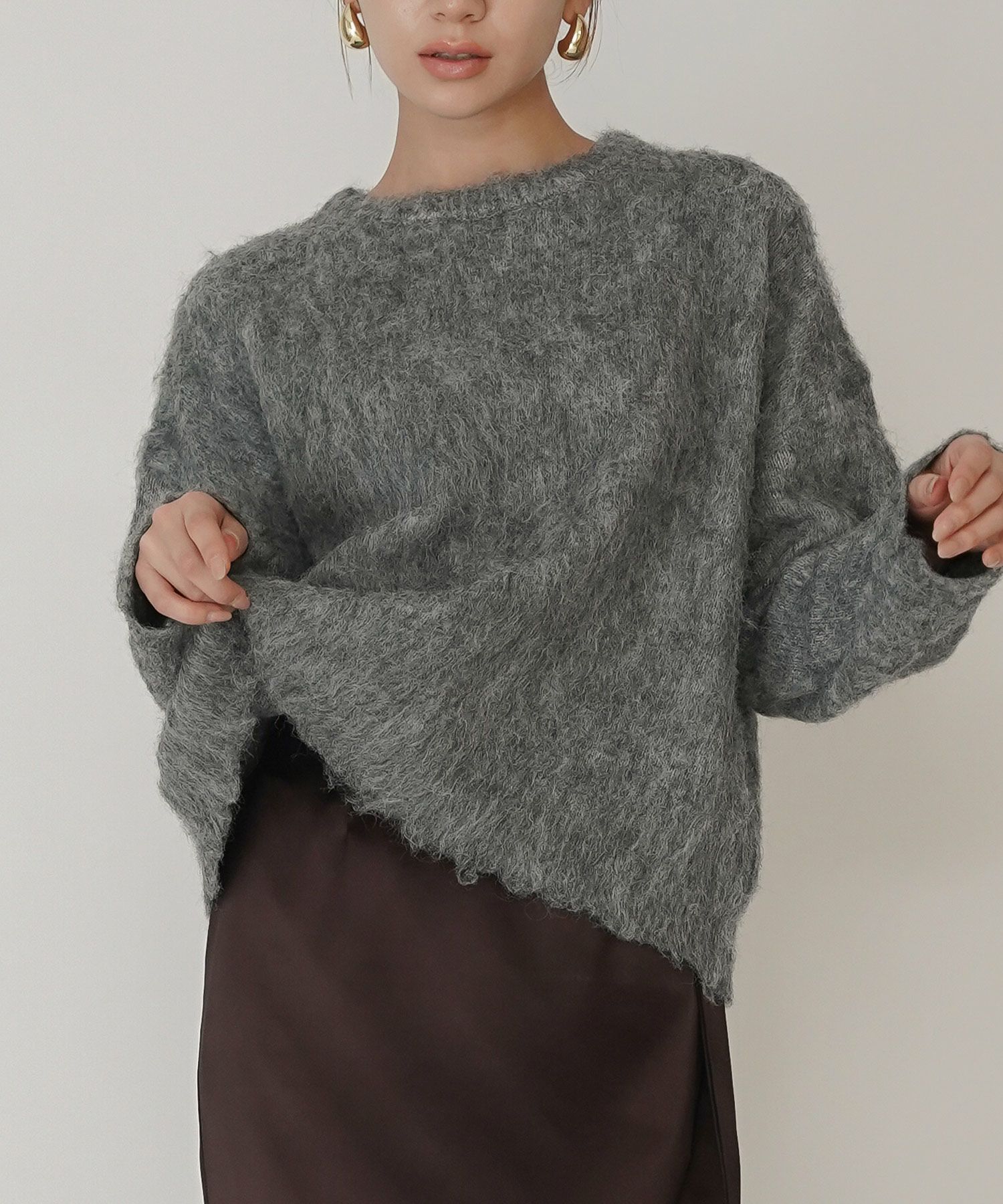モテニット ふわふわニット モヘア デートコーデ ディナー クリスマス あざと可愛い オーバーサイズ モヘア セーター シャギーニット 韓国風 綺麗め 細見え カジュアル KINO THE KEI