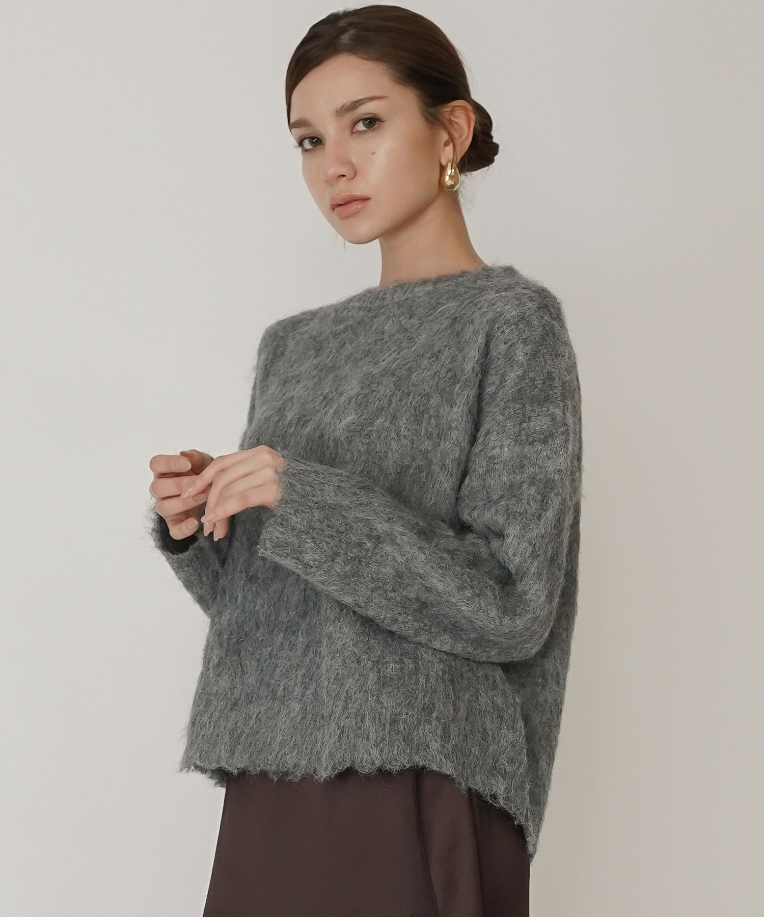 モテニット ふわふわニット モヘア デートコーデ ディナー クリスマス あざと可愛い オーバーサイズ モヘア セーター シャギーニット 韓国風 綺麗め 細見え カジュアル KINO THE KEI