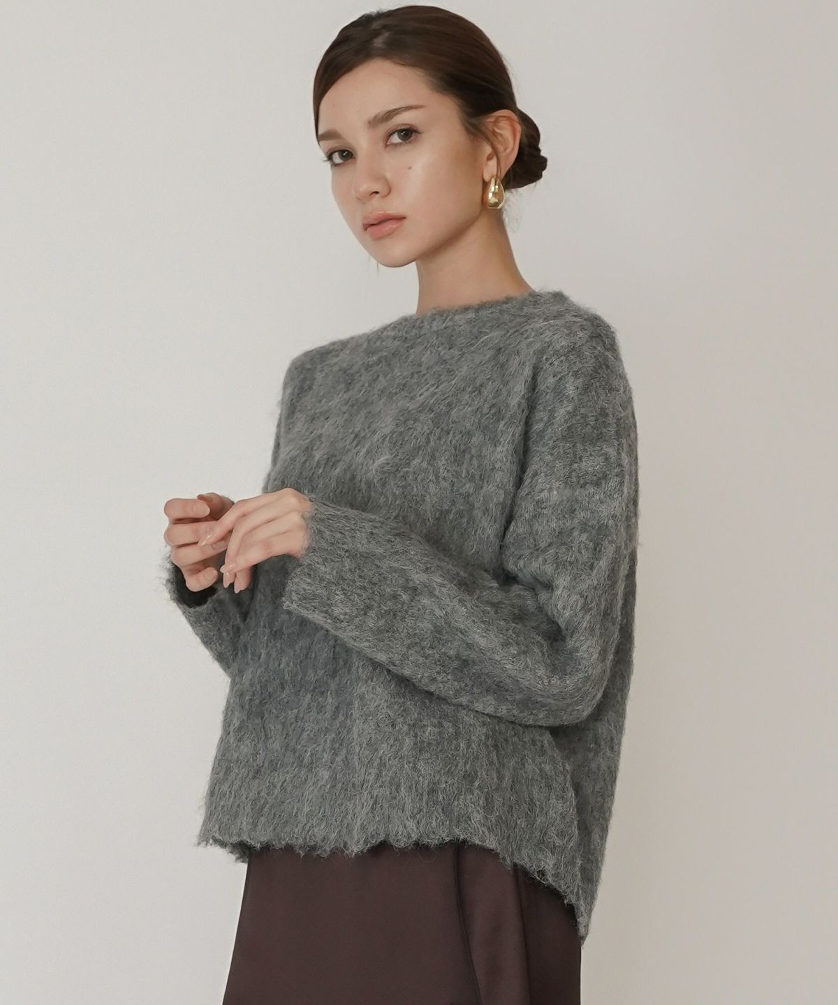 モテニット ふわふわニット モヘア デートコーデ ディナー クリスマス あざと可愛い オーバーサイズ モヘア セーター シャギーニット 韓国風 綺麗め 細見え カジュアル KINO THE KEI