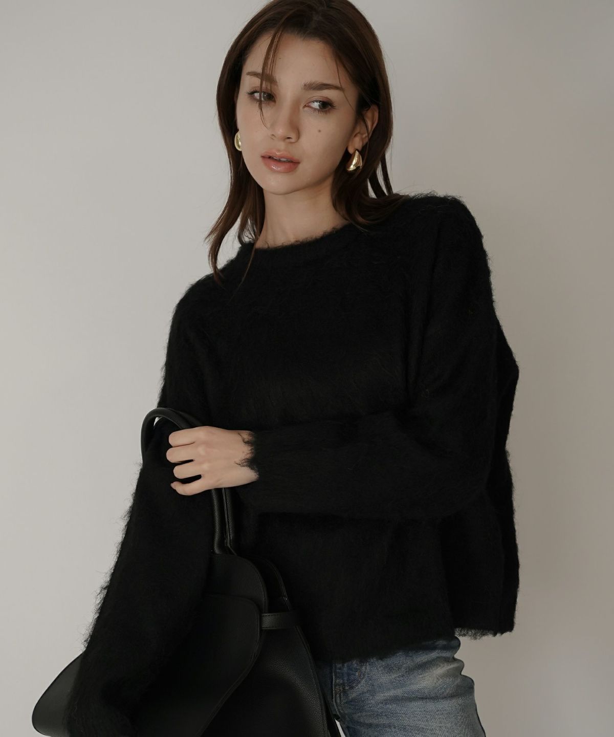 モテニット ふわふわニット モヘア デートコーデ ディナー クリスマス あざと可愛い オーバーサイズ モヘア セーター シャギーニット 韓国風 綺麗め 細見え カジュアル KINO THE KEI