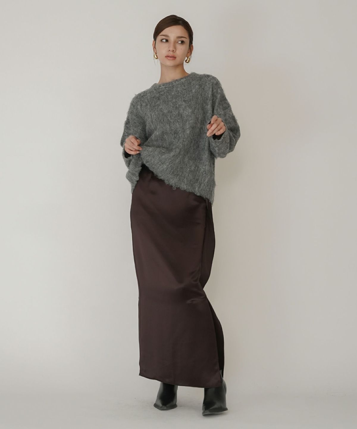 モテニット ふわふわニット モヘア デートコーデ ディナー クリスマス あざと可愛い オーバーサイズ モヘア セーター シャギーニット 韓国風 綺麗め 細見え カジュアル KINO THE KEI