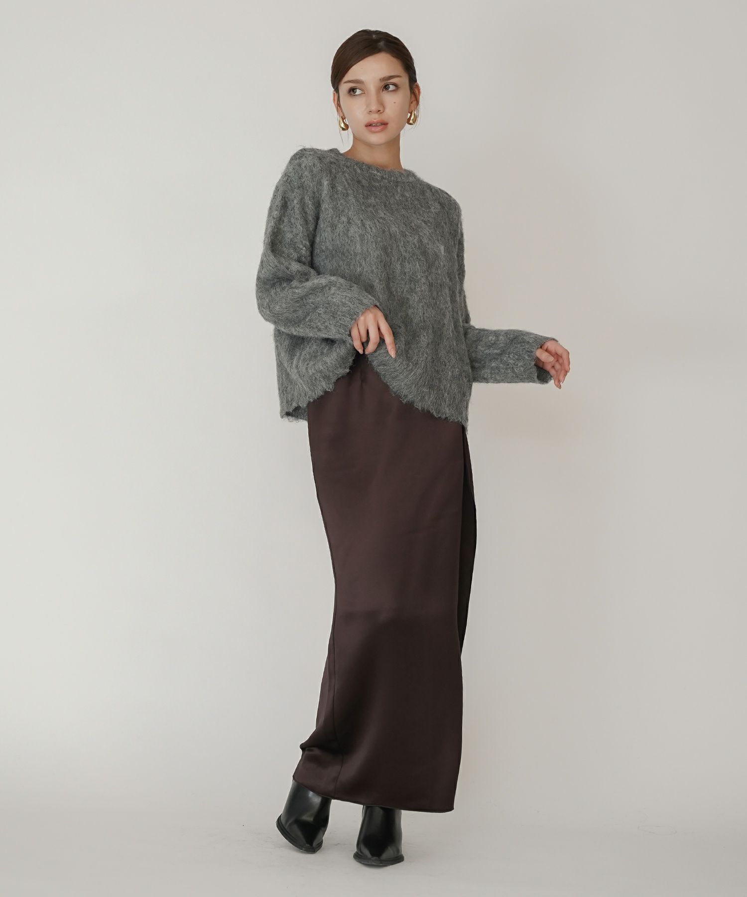 モテニット ふわふわニット モヘア デートコーデ ディナー クリスマス あざと可愛い オーバーサイズ モヘア セーター シャギーニット 韓国風 綺麗め 細見え カジュアル KINO THE KEI