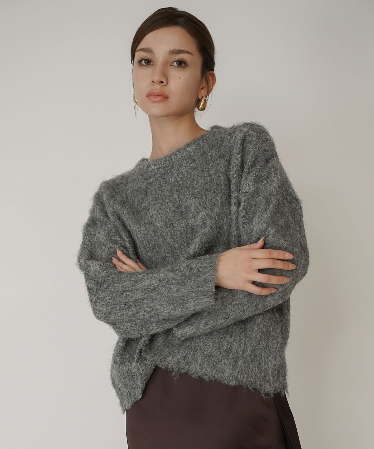 モテニット ふわふわニット モヘア デートコーデ ディナー クリスマス あざと可愛い オーバーサイズ モヘア セーター シャギーニット 韓国風 綺麗め 細見え カジュアル KINO THE KEI