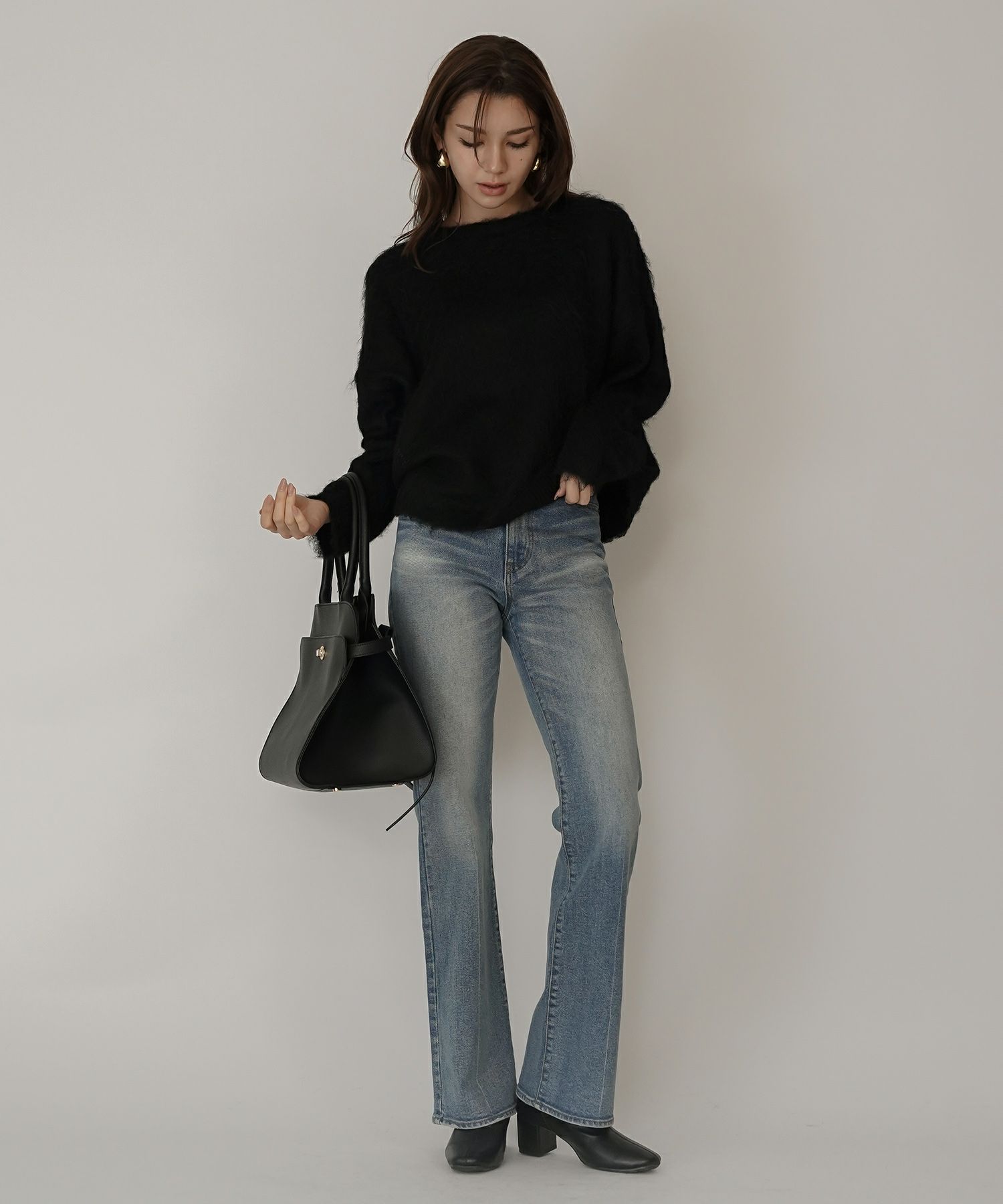 モテニット ふわふわニット モヘア デートコーデ ディナー クリスマス あざと可愛い オーバーサイズ モヘア セーター シャギーニット 韓国風 綺麗め 細見え カジュアル KINO THE KEI