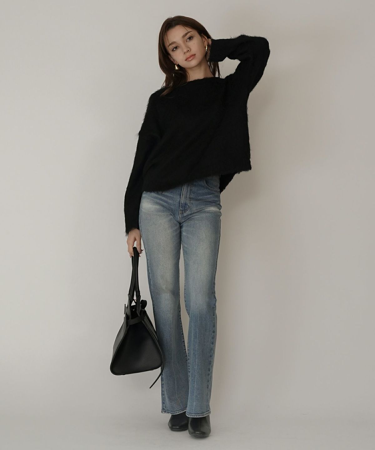 モテニット ふわふわニット モヘア デートコーデ ディナー クリスマス あざと可愛い オーバーサイズ モヘア セーター シャギーニット 韓国風 綺麗め 細見え カジュアル KINO THE KEI