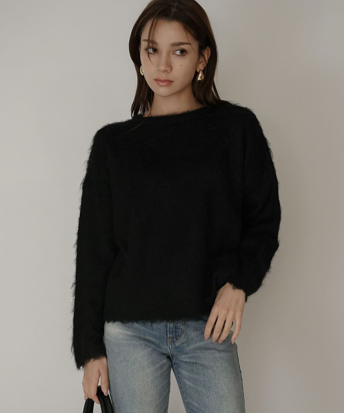 モテニット ふわふわニット モヘア デートコーデ ディナー クリスマス あざと可愛い オーバーサイズ モヘア セーター シャギーニット 韓国風 綺麗め 細見え カジュアル KINO THE KEI