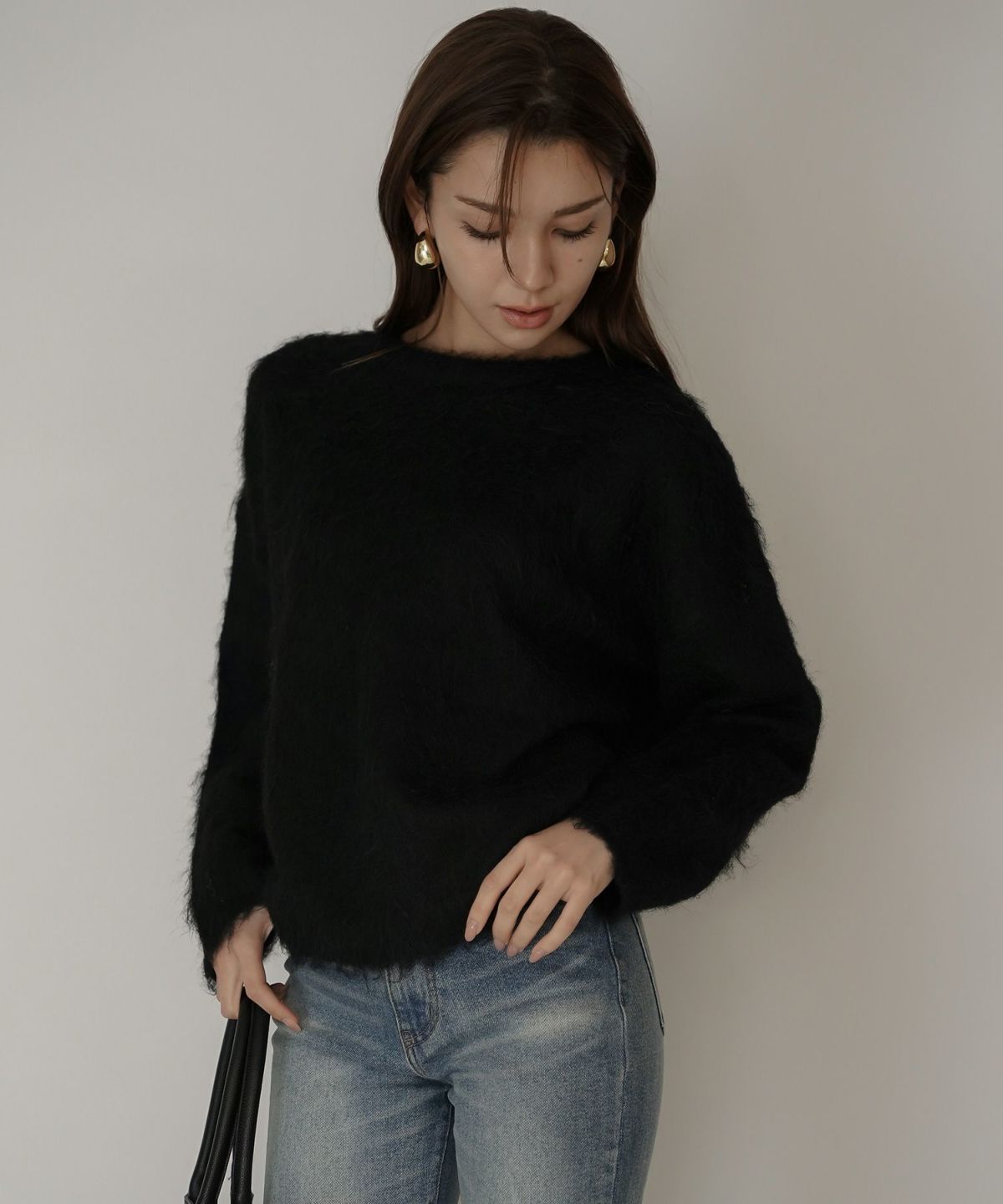 モテニット ふわふわニット モヘア デートコーデ ディナー クリスマス あざと可愛い オーバーサイズ モヘア セーター シャギーニット 韓国風 綺麗め 細見え カジュアル KINO THE KEI