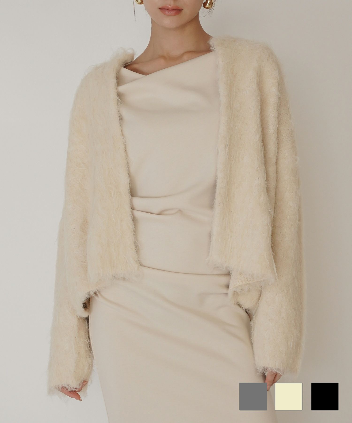 ロングヘアー ニット カーディガン KINO THE KEI