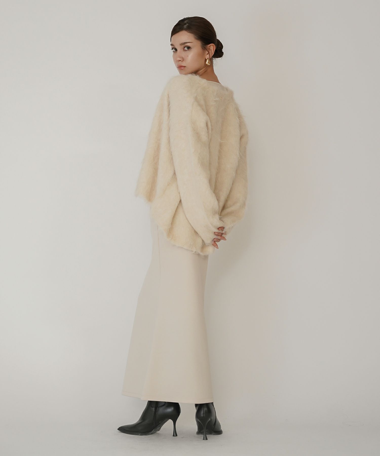 モテニット ふわふわニット モヘア デートコーデ ディナー クリスマス あざと可愛い オーバーサイズ 羽織 韓国風 綺麗め 細見え カジュアル KINO THE KEI