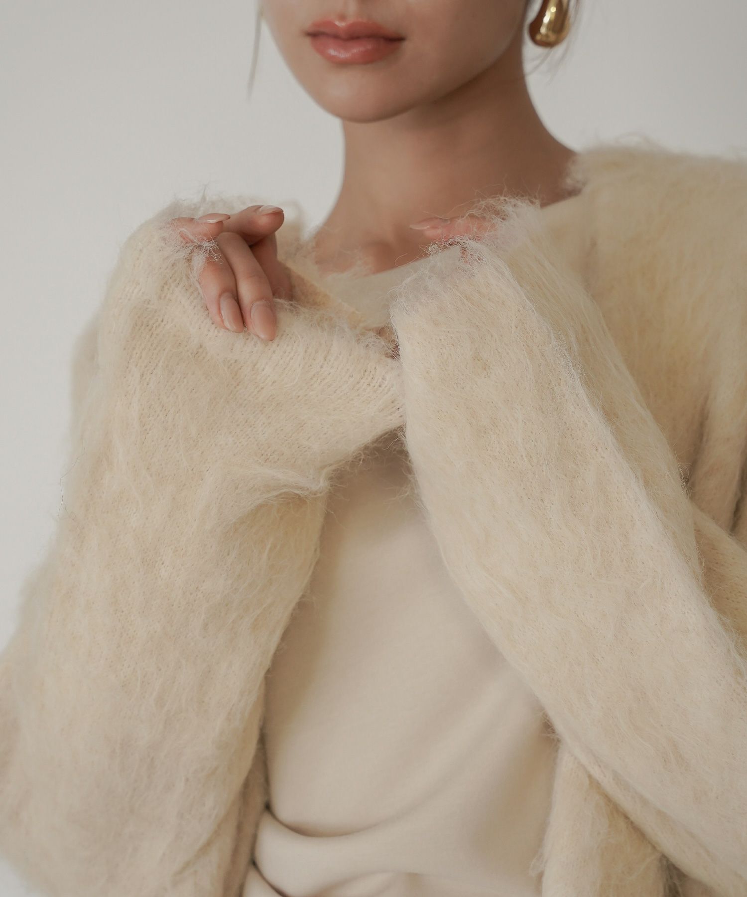 モテニット ふわふわニット モヘア デートコーデ ディナー クリスマス あざと可愛い オーバーサイズ 羽織 韓国風 綺麗め 細見え カジュアル KINO THE KEI