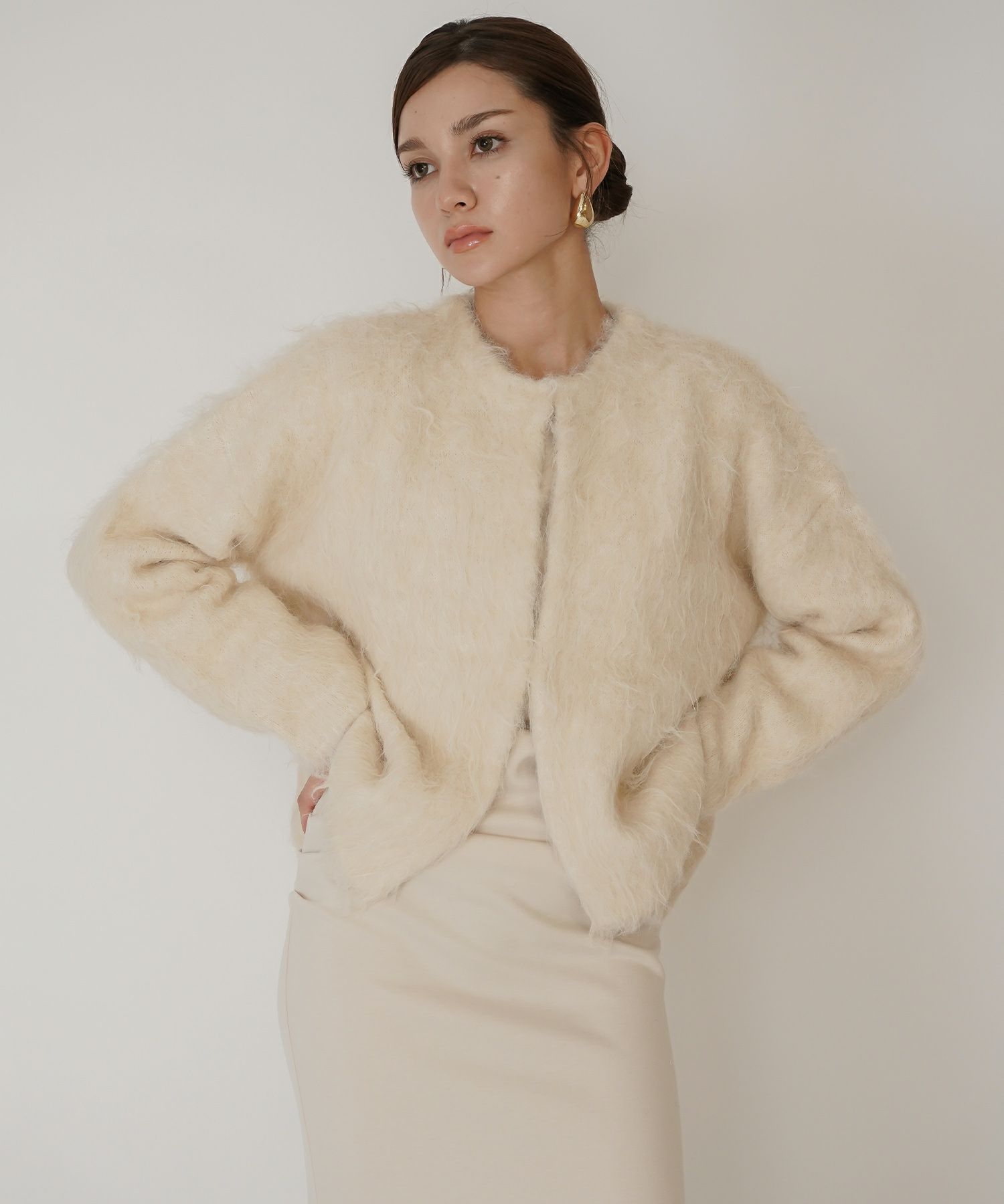 モテニット ふわふわニット モヘア デートコーデ ディナー クリスマス あざと可愛い オーバーサイズ 羽織 韓国風 綺麗め 細見え カジュアル KINO THE KEI