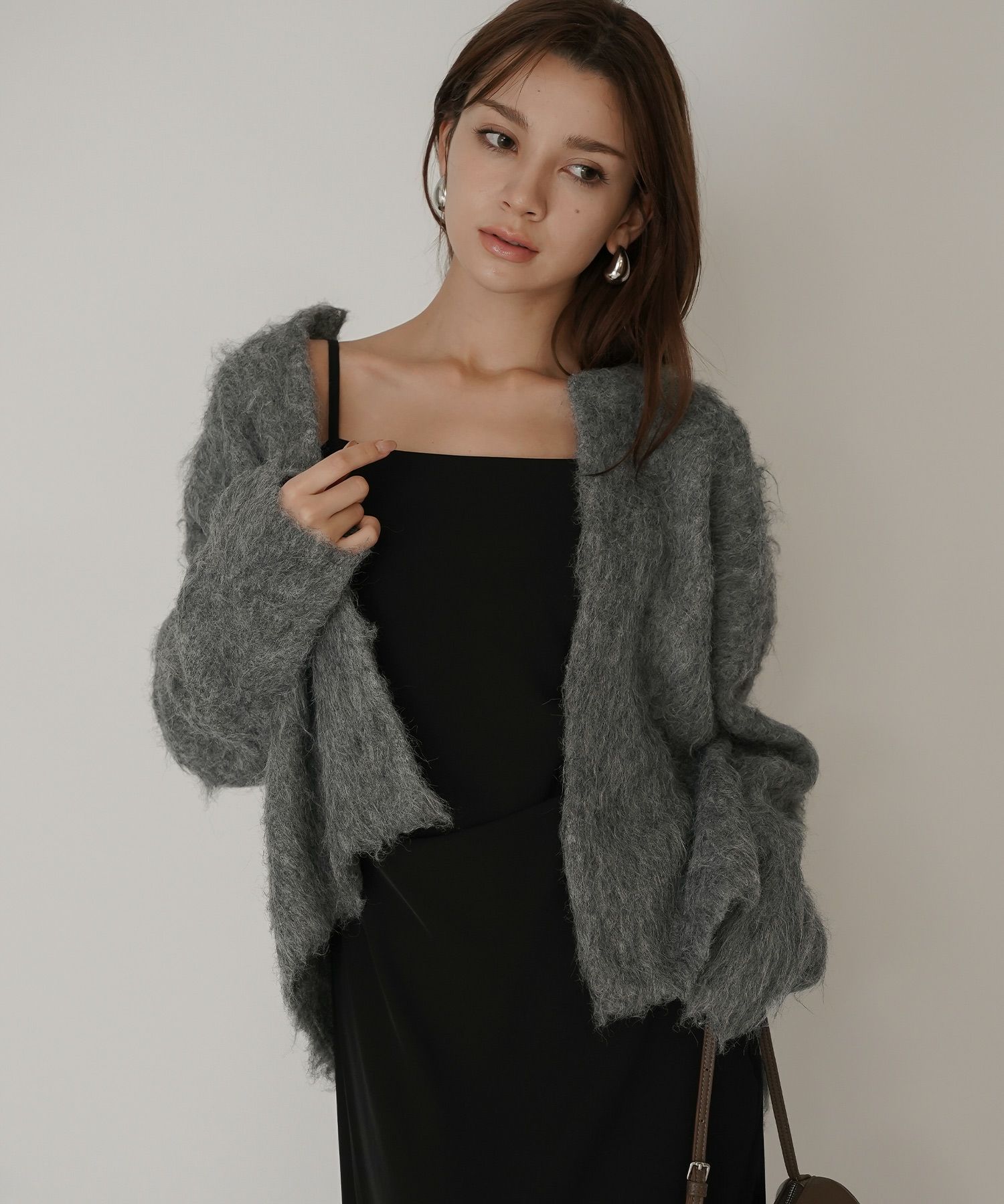 モテニット ふわふわニット モヘア デートコーデ ディナー クリスマス あざと可愛い オーバーサイズ 羽織 韓国風 綺麗め 細見え カジュアル KINO THE KEI