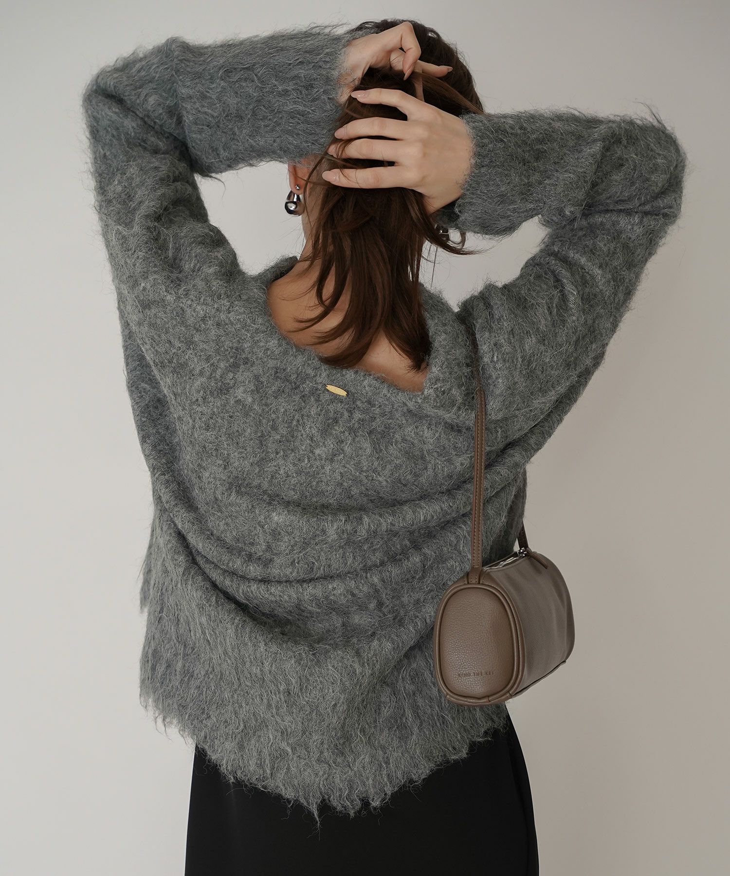 モテニット ふわふわニット モヘア デートコーデ ディナー クリスマス あざと可愛い オーバーサイズ 羽織 韓国風 綺麗め 細見え カジュアル KINO THE KEI