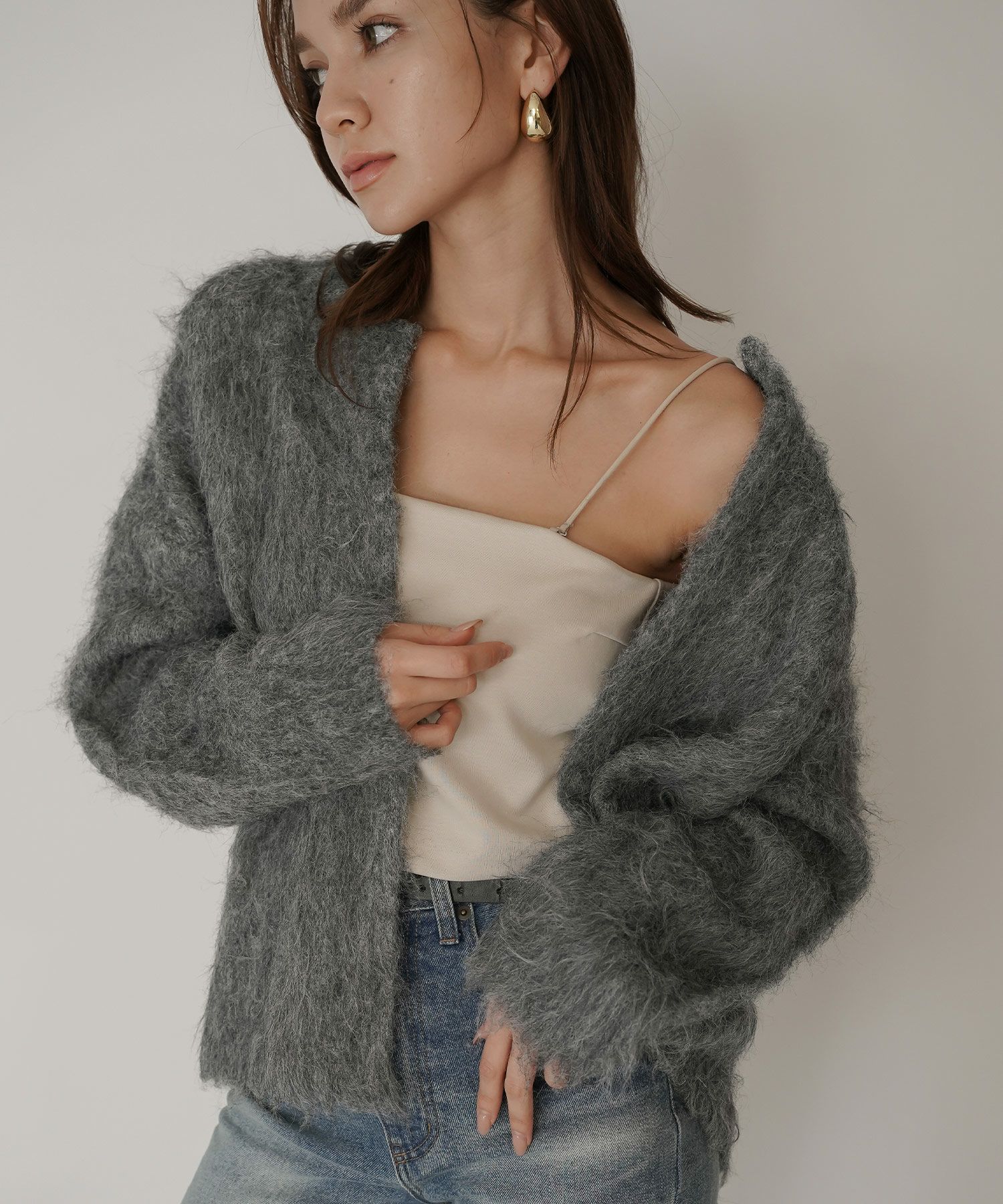 モテニット ふわふわニット モヘア デートコーデ ディナー クリスマス あざと可愛い オーバーサイズ 羽織 韓国風 綺麗め 細見え カジュアル KINO THE KEI