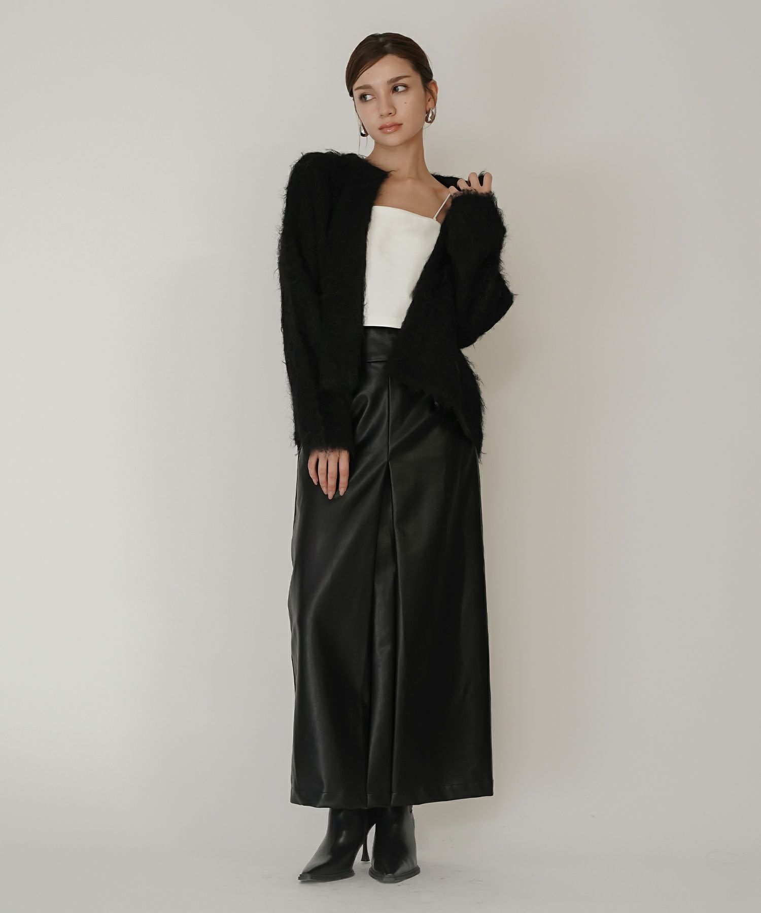 モテニット ふわふわニット モヘア デートコーデ ディナー クリスマス あざと可愛い オーバーサイズ 羽織 韓国風 綺麗め 細見え カジュアル KINO THE KEI