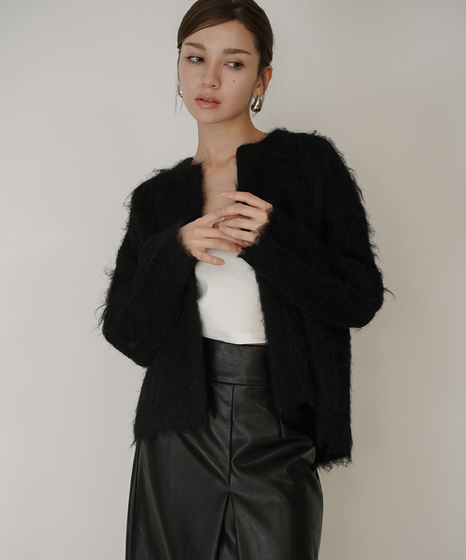 モテニット ふわふわニット モヘア デートコーデ ディナー クリスマス あざと可愛い オーバーサイズ 羽織 韓国風 綺麗め 細見え カジュアル KINO THE KEI