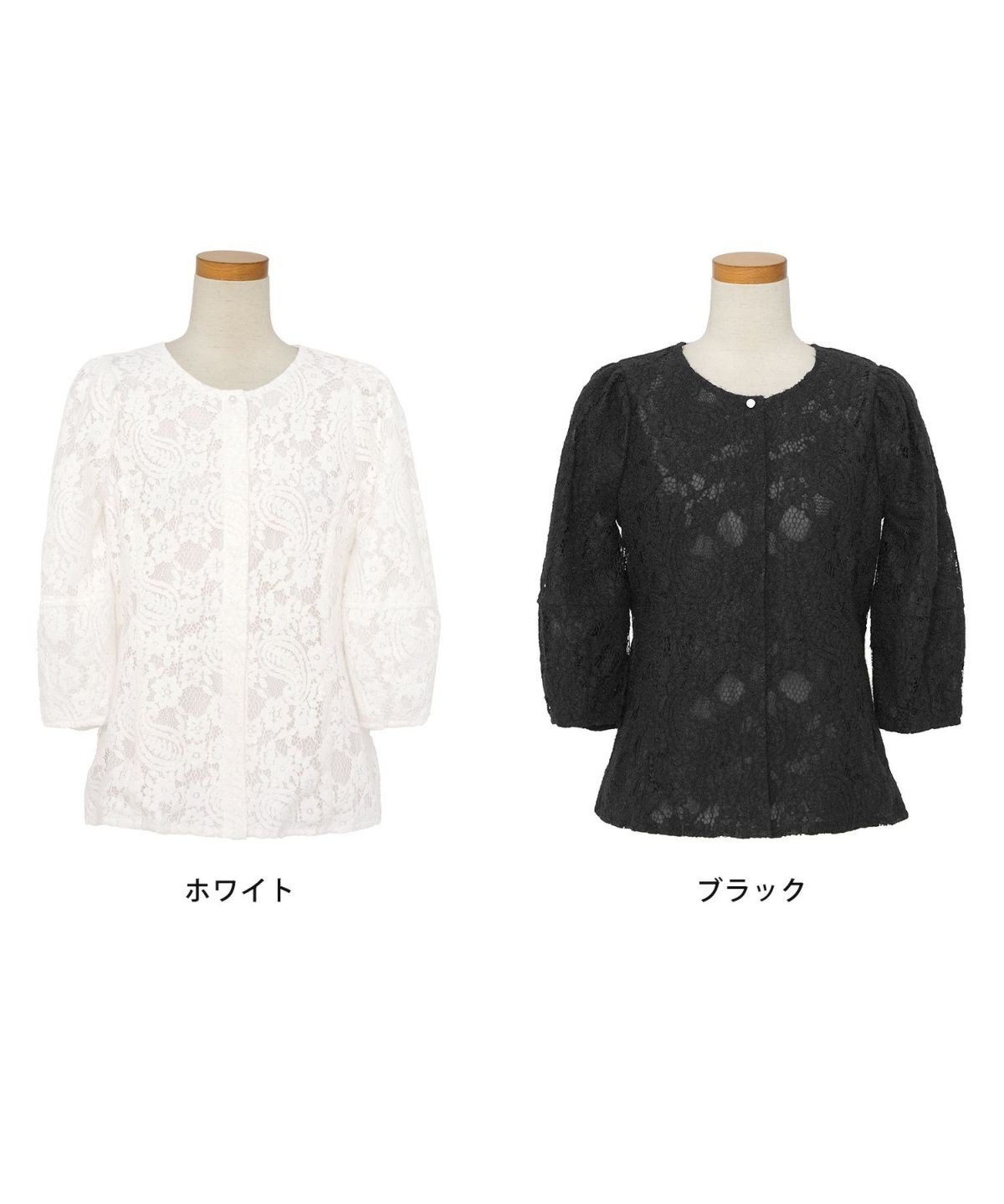 レース ブラウス 起毛 トップス 花柄 ペイズリー ランタンスリーブ 二の腕カバー パールボタン 7分袖 フェミニン 秋冬 ウエストシェイプ 大人可愛い 上品 華やか フェミニン エレガント きれいめ