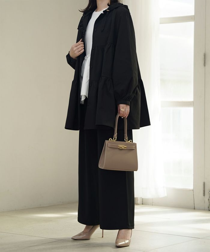 2way ティアード デザイン ライトアウター コート ネイビー/ベージュ/ブラック/M