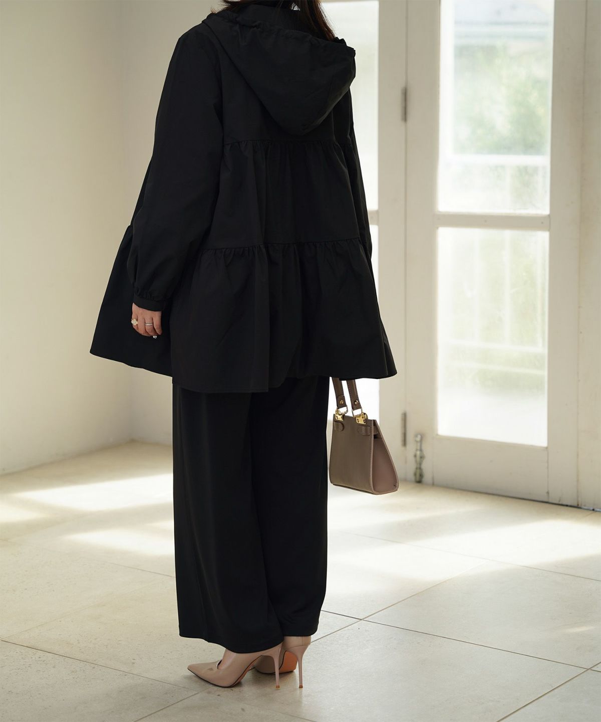 2way ティアード デザイン ライトアウター コート ネイビー/ベージュ/ブラック/M