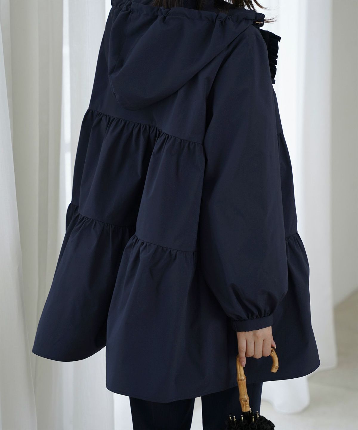 2way ティアード デザイン ライトアウター コート ネイビー/ベージュ/ブラック/M