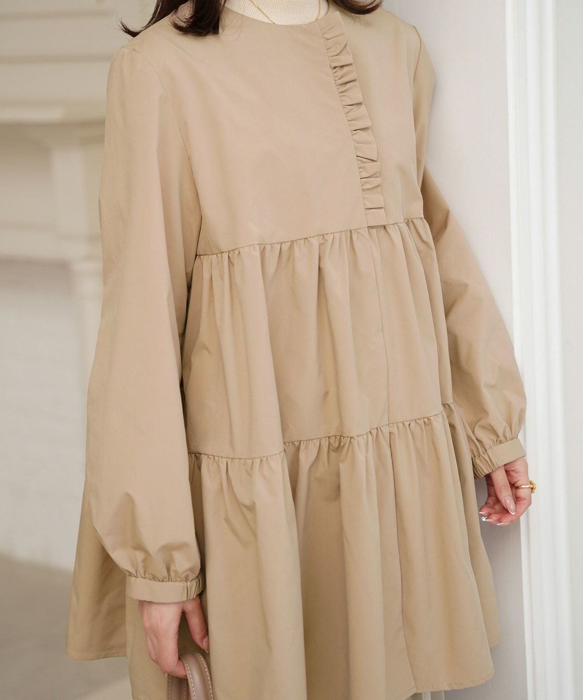 2way ティアード デザイン ライトアウター コート ネイビー/ベージュ/ブラック/M