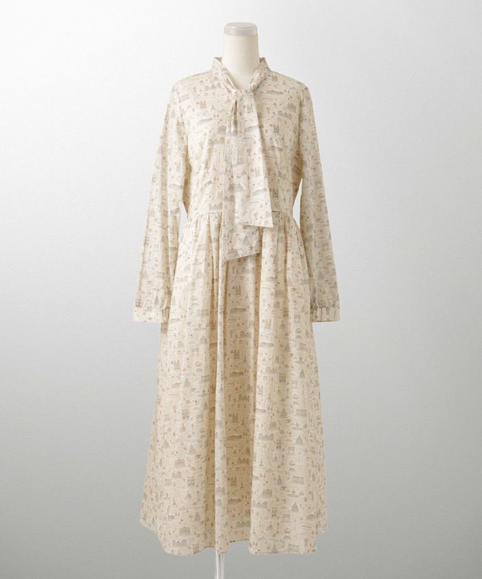 アトリエgg ボウタイワンピース Dream garden ワンピース ボウタイ襟 ティアードワンピース