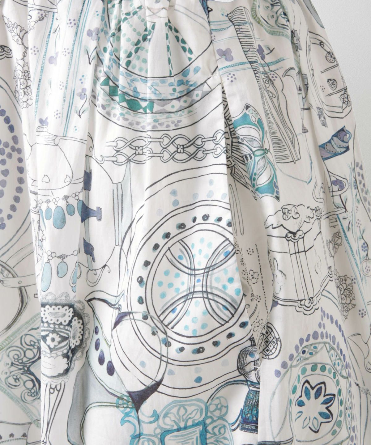 レディース ワンピース ボウタイ リバティ柄 長袖 パリ 陶器 長袖 きれいめ 上品 洗える グレー/ピンク/ブルー/ベージュ/M