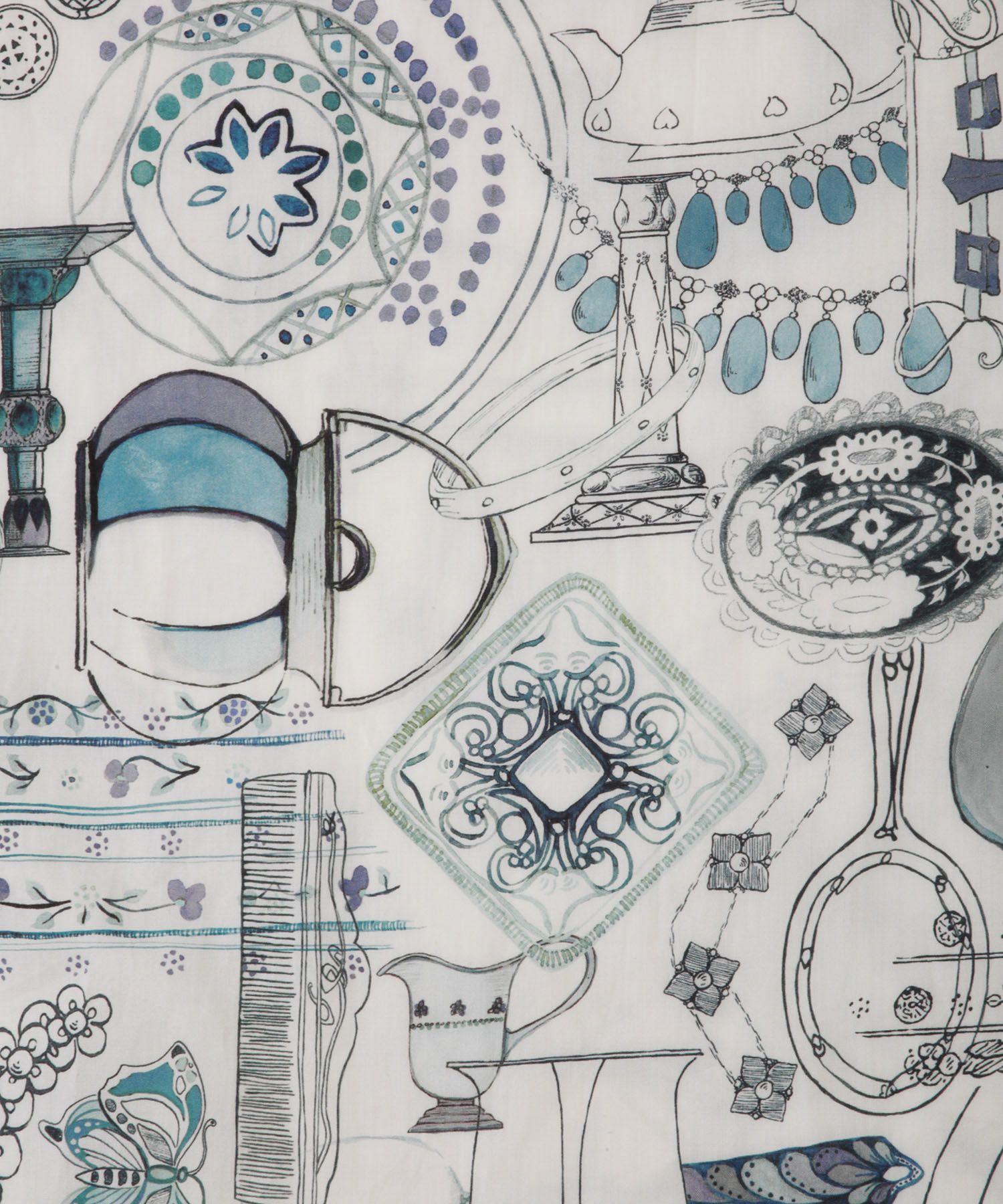 レディース ワンピース ボウタイ リバティ柄 長袖 パリ 陶器 長袖 きれいめ 上品 洗える グレー/ピンク/ブルー/ベージュ/M