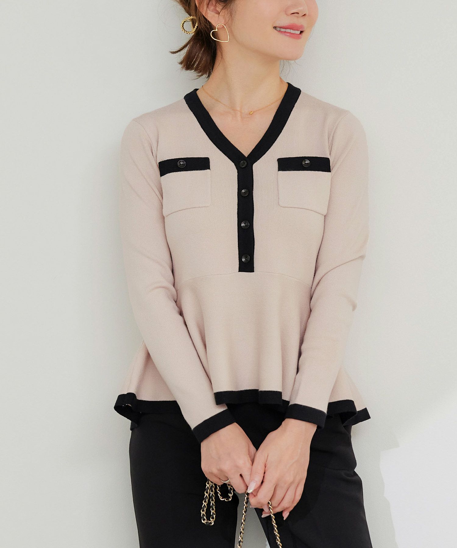 手洗い可 レディース 長袖 秋冬春 長袖 可愛い 上品 きれいめ オフィス 大人カジュアル フェミニン ジョイントスペース