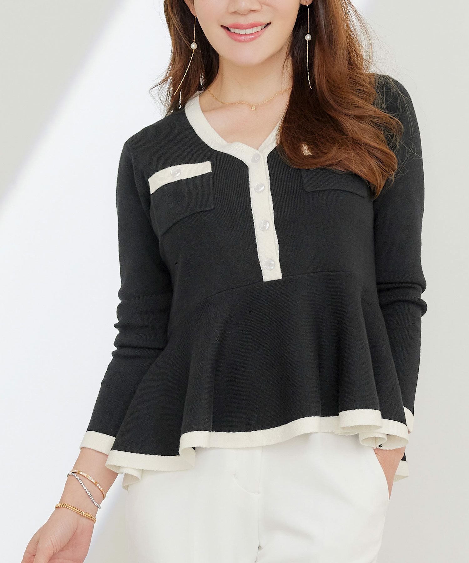 手洗い可 レディース 長袖 秋冬春 長袖 可愛い 上品 きれいめ オフィス 大人カジュアル フェミニン ジョイントスペース