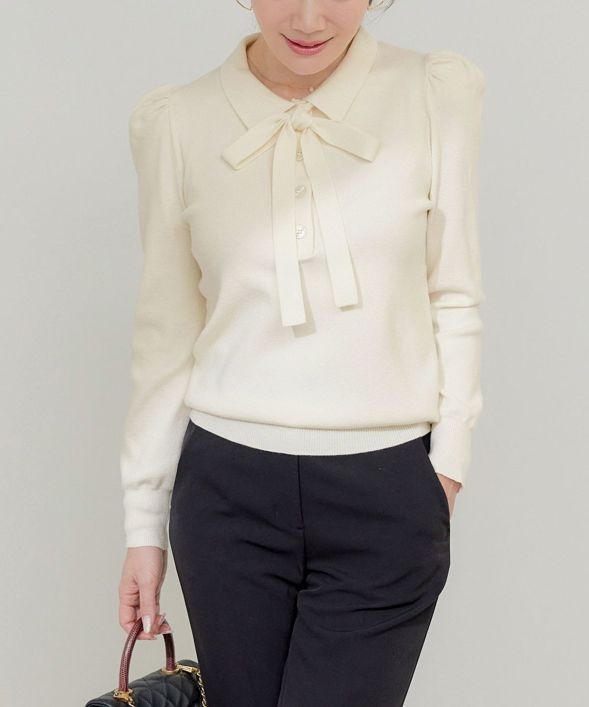 手洗い可 レディース 長袖 秋冬春 長袖 可愛い 上品 きれいめ オフィス 色 フェミニン ジョイントスペース