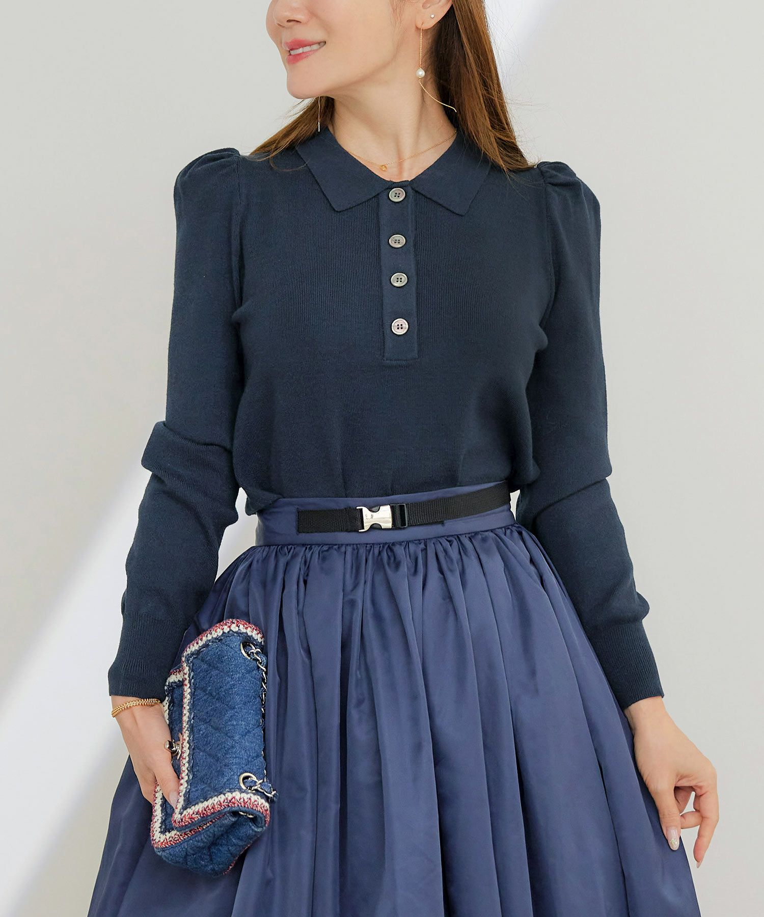 手洗い可 レディース 長袖 秋冬春 長袖 可愛い 上品 きれいめ オフィス 色 フェミニン ジョイントスペース